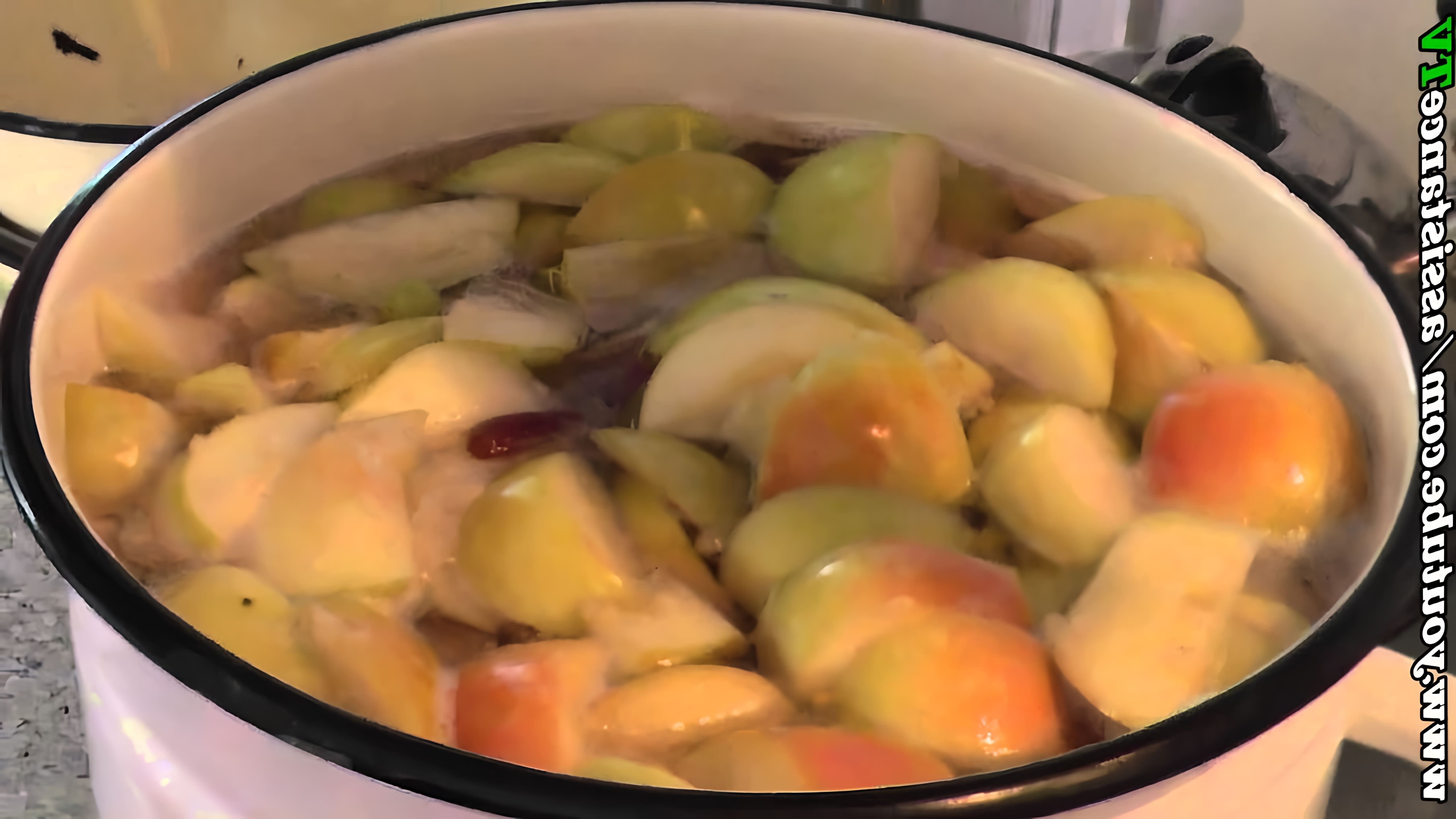 В этом видео показано, как приготовить вкусный и полезный компот из яблок, ягод (земляника, малина, смородина) и сливы