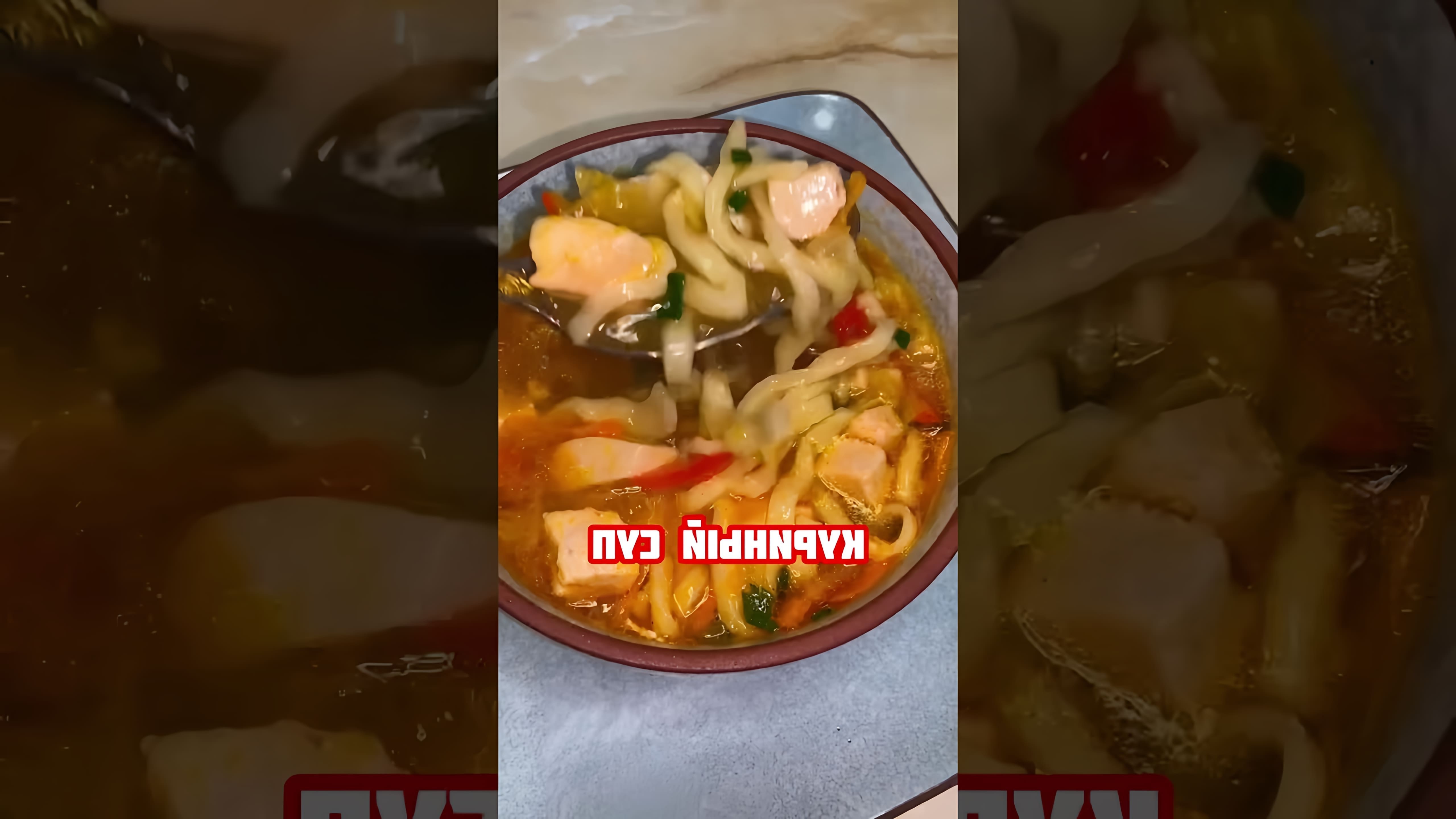 В этом видео демонстрируется процесс приготовления вкусного куриного супа из домашней лапши
