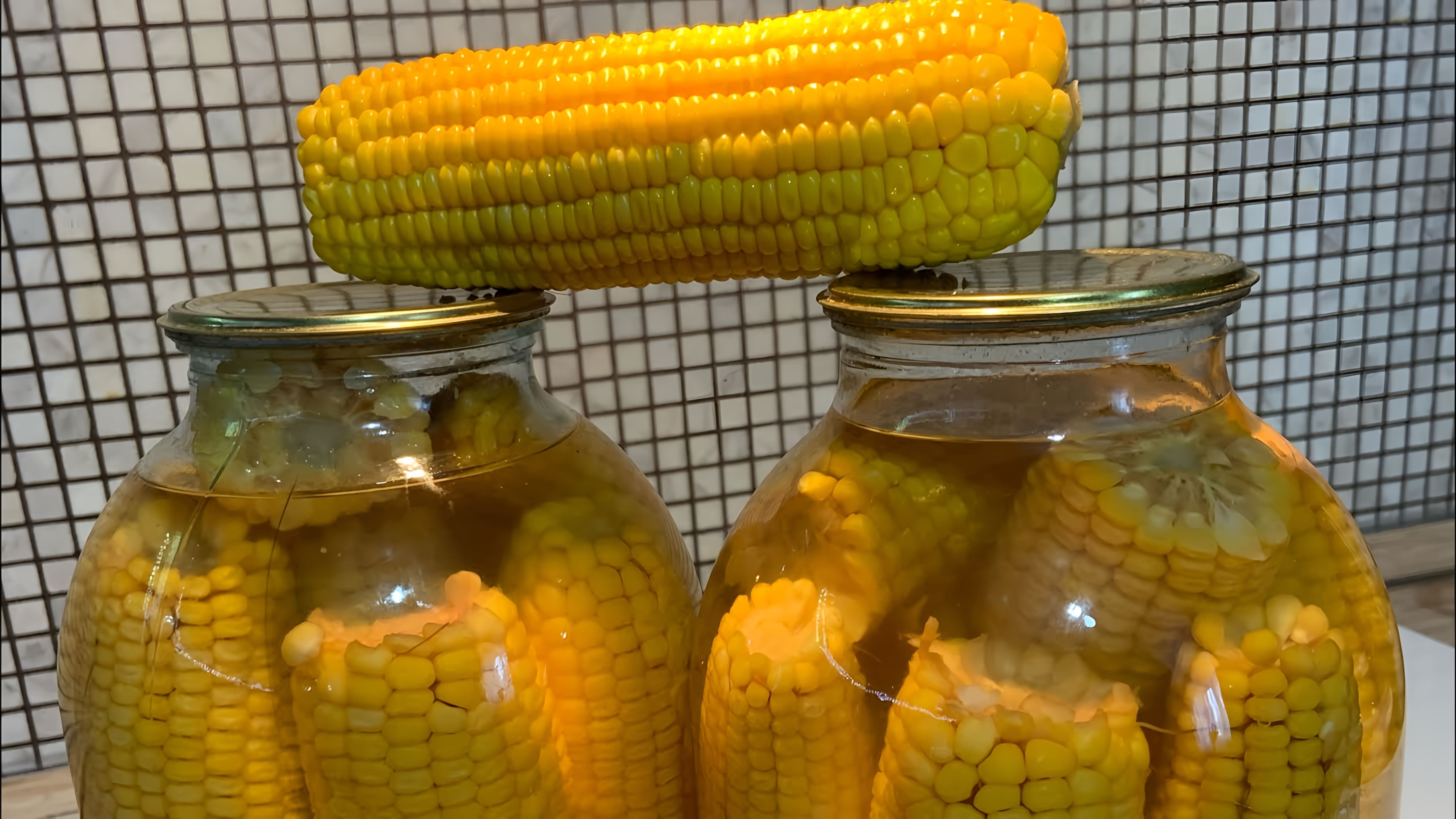 В этом видео демонстрируется процесс консервирования кукурузы в кочанах