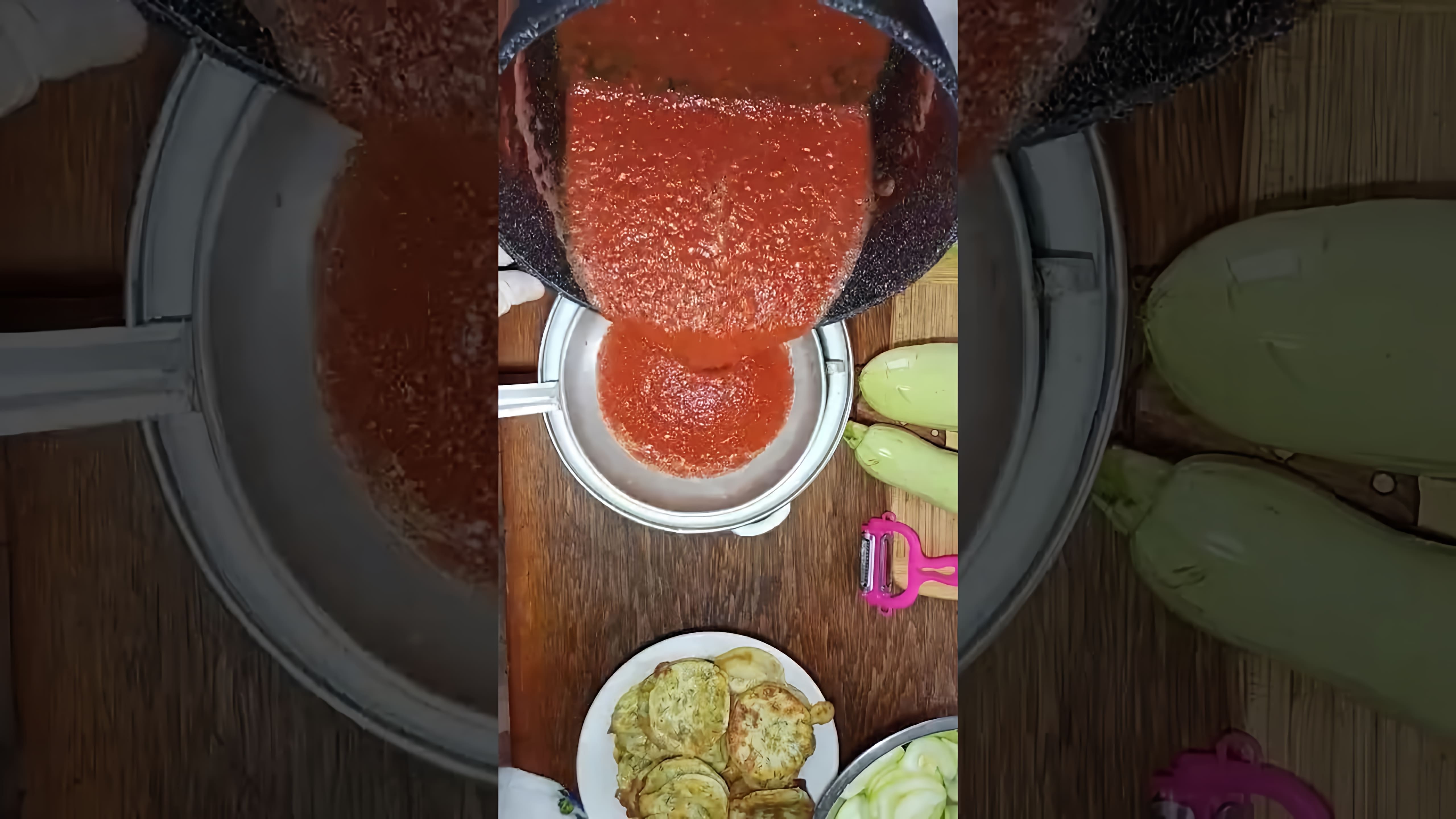 В этом видео показан процесс приготовления домашнего кетчупа