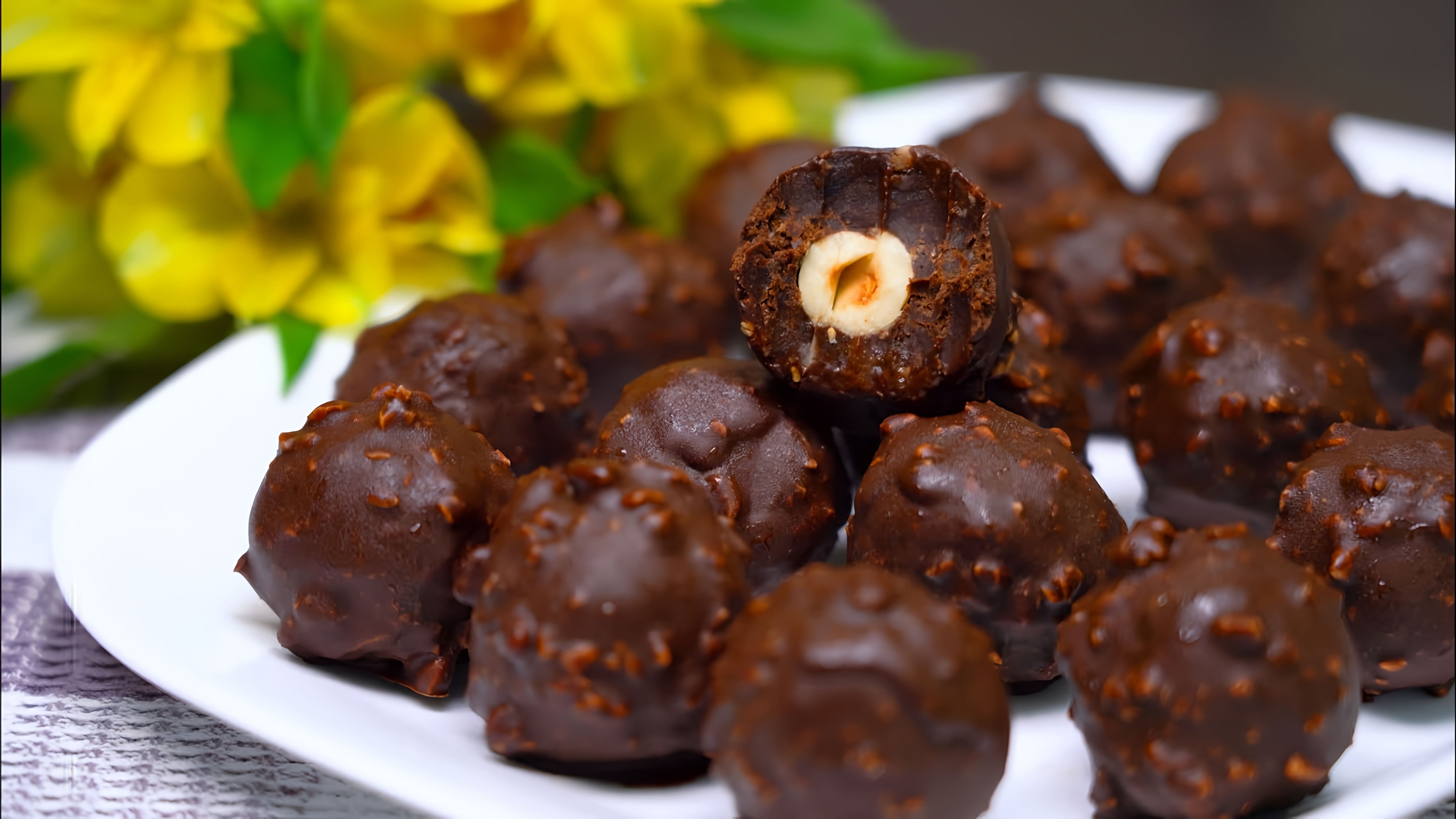 В этом видео демонстрируется рецепт домашних шоколадных конфет без сахара