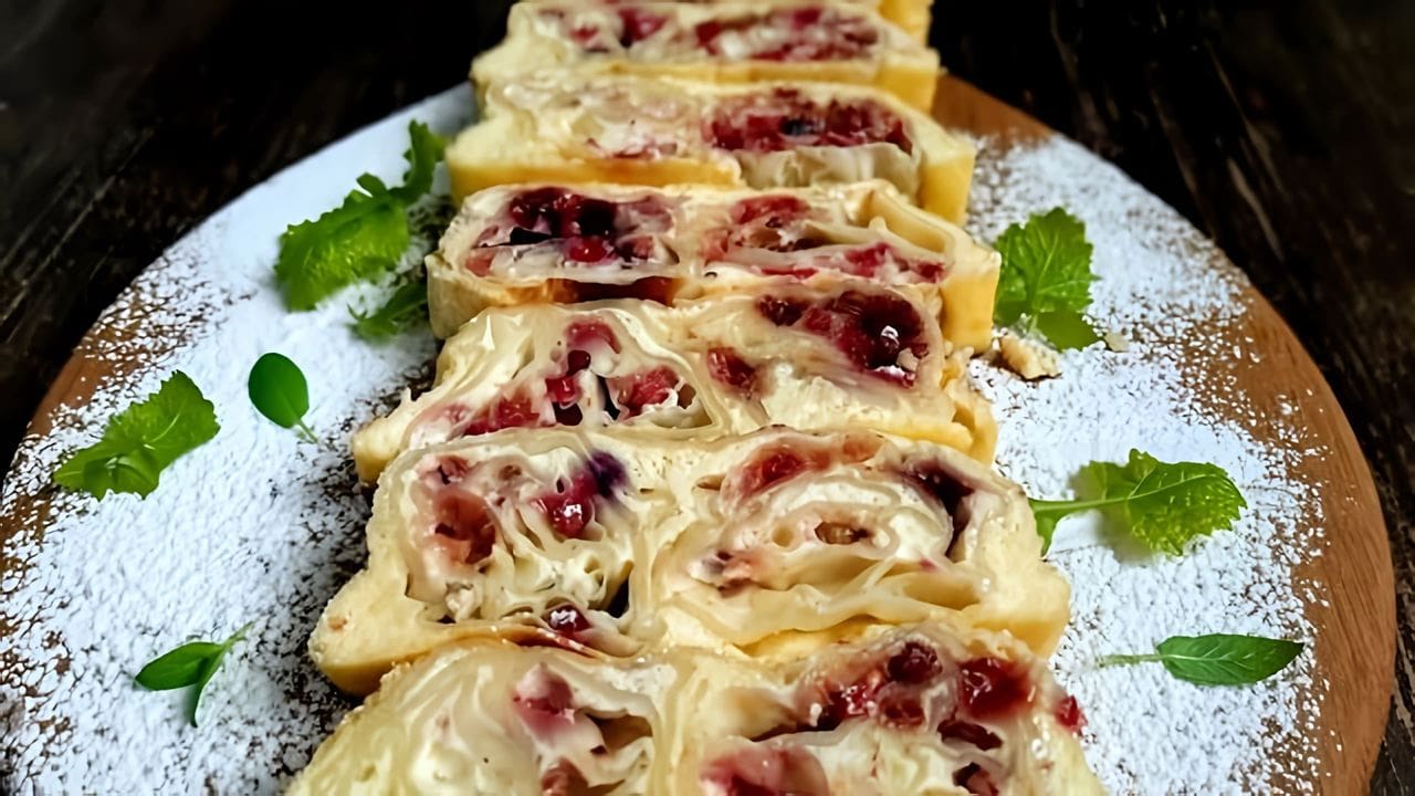 Пирог с вишней из теста фило