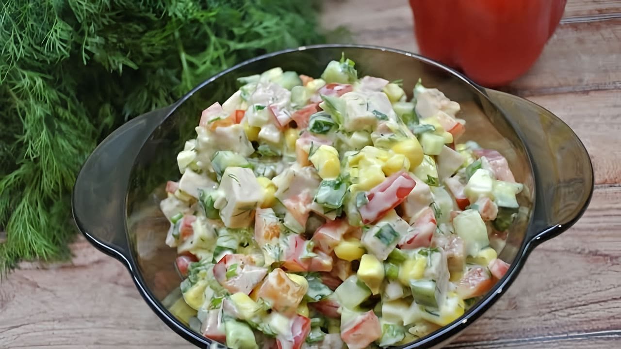 Салат сладкий перец кукуруза майонез мясо.